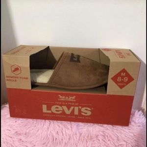 Levi's Mens Milton MicroSuede Scuff Slippers, Tan, Size M 9-10